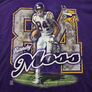 VTG‎ Pro Player Minnesota Vikings Randy Moss #84 T-Shirt XXL Purple NFL USA Made